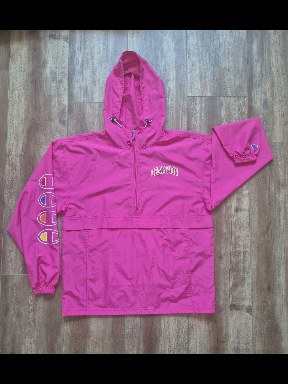 Champion Authentic Athleticwear Fuchsia Pink Hooded Windbreaker Pullover